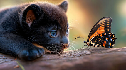Cub on the Creep, Black Panther & Butterfly
