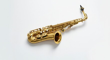 Fototapeta premium Gold Saxophone on White Background 
