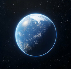 Obraz premium Blue Planet Earth View From Space with Stars