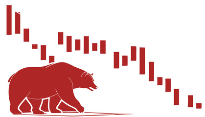 vector illustration of a bar chart with a red arrow