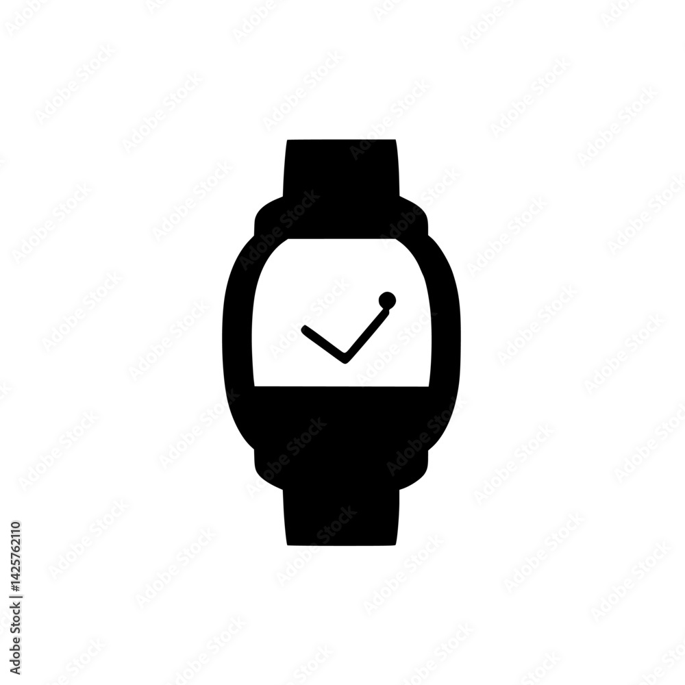 Poster dark icon of a smartwatch display showing a check mark for successful task completion