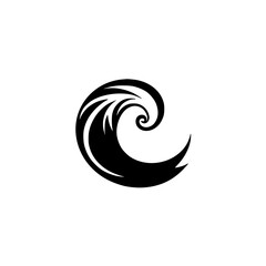 Naklejka premium Stylized black wave icon representing ocean motion and energy found in nature design elements