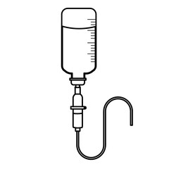 Graphic icon of an IV and IV tubing delivering medication in the medical 
field. Outline Vector. 