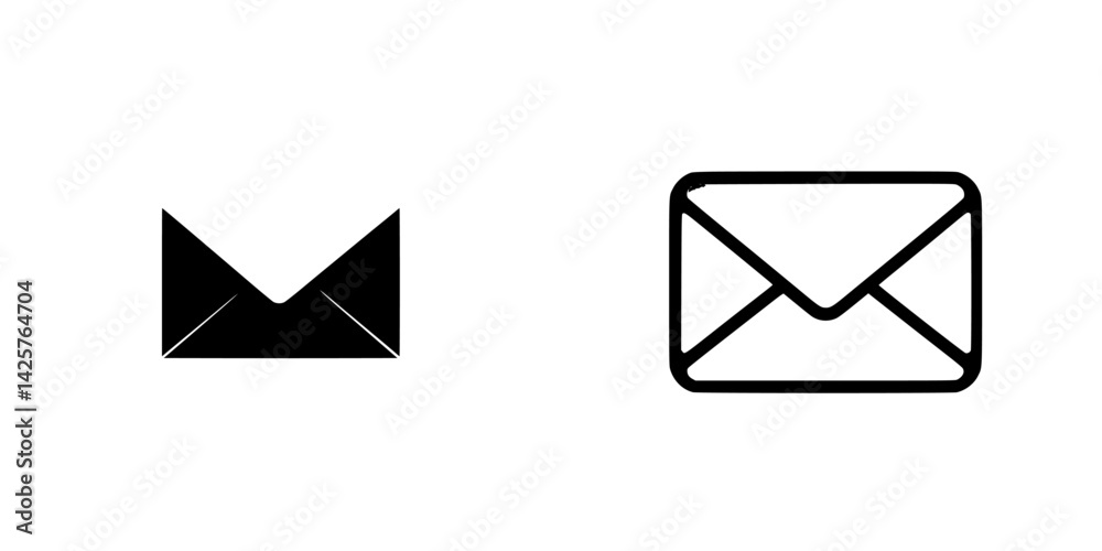Poster black envelope icons designed for message representation in digital communication applications