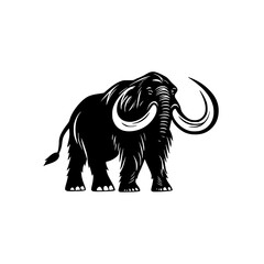 Fototapeta premium Iconic black silhouette of a mammoth with large tusks standing proudly in a minimalist style