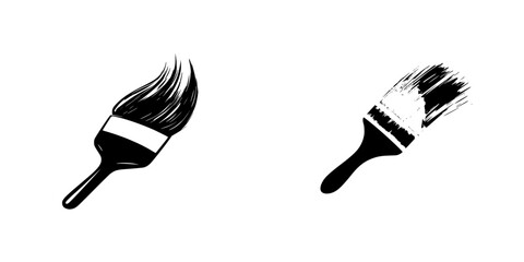 Set of black paintbrush icons showcasing different styles for art and design projects