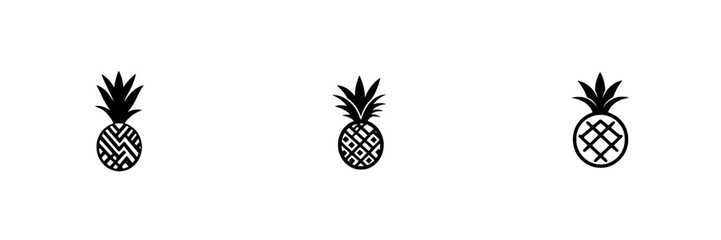 Obraz premium Black icon set featuring various stylized pineapple designs for creative use in projects