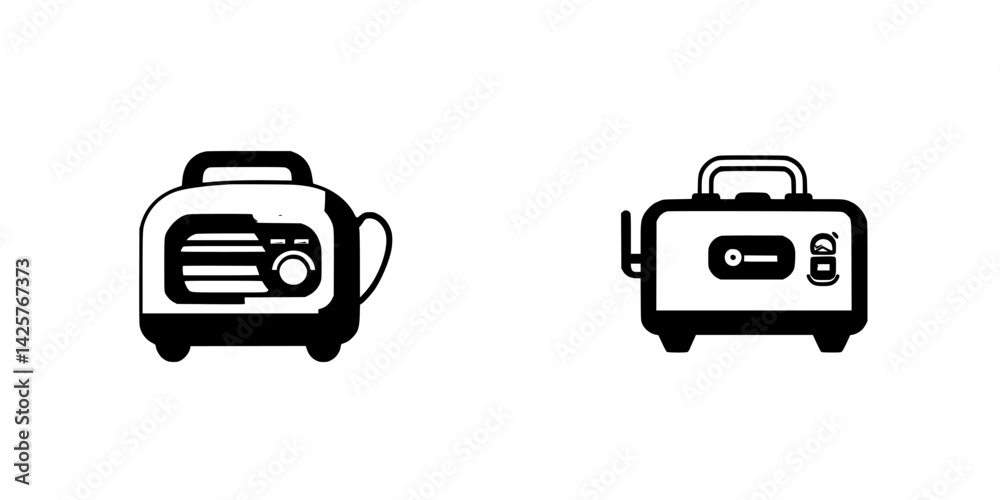 Poster Black icon set featuring two different styles of generators for various applications and uses