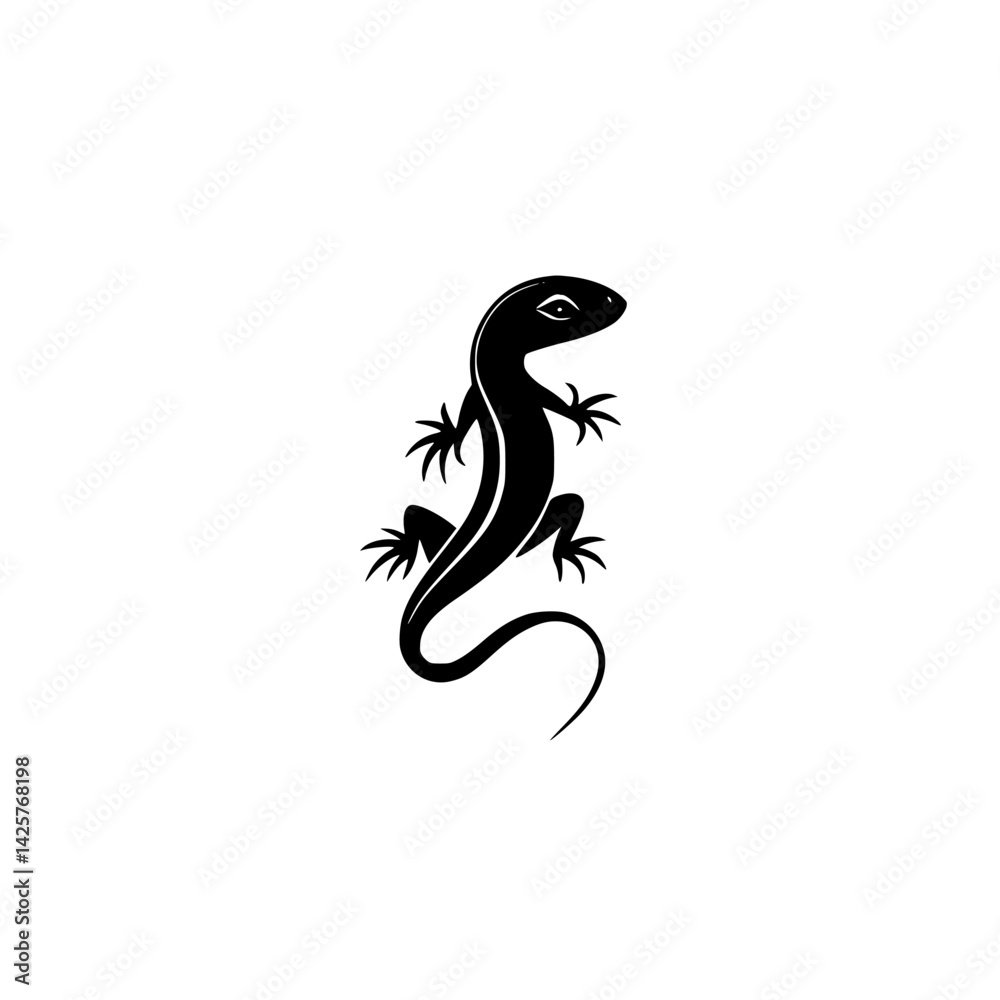 Poster black lizard icon designed with simple lines for use in various graphic applications and digital int