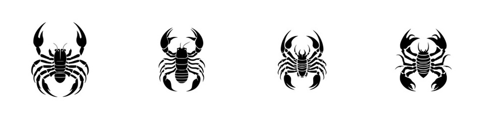 Obraz premium Set of black crab icons with various stylized designs suitable for nautical themes