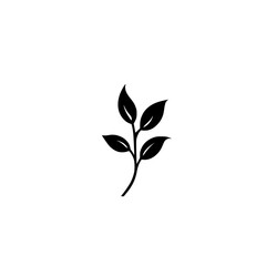 Fototapeta premium Black icon of a simple leaf design for digital use in various applications and graphic projects