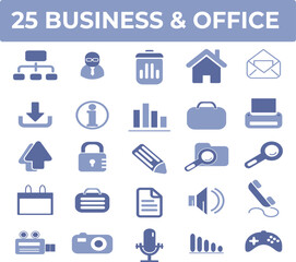 Business and Office Icon Set Twenty-five Professional Symbols for Website and App Design