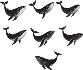 vector set of whale