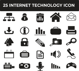 Twenty-five Internet Technology Icons Set for Web Design and Application Development