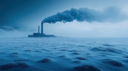 Industrial pollution in a frigid landscape