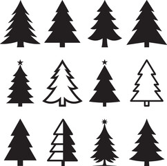 Palm Tree Silhouette Set with Birds on Tropical Island

