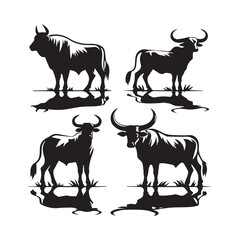 create Ox Silhouette Vector with white background 