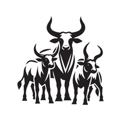 create Ox Silhouette Vector with white background 