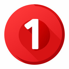 red glossy button with exclamation mark