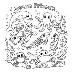 Fototapeta premium Ocean Animal Coloring Pages For Adults