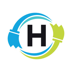cleaning Logo combine with letter H vector template