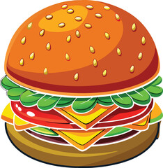 vector illustration of a classic cheeseburger.