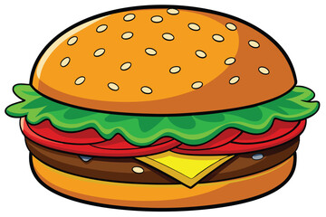 vector illustration of a classic cheeseburger.