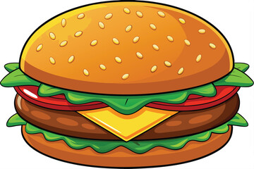 vector illustration of a classic cheeseburger.