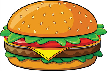 vector illustration of a classic cheeseburger.