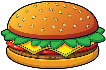 vector illustration of a classic cheeseburger.
