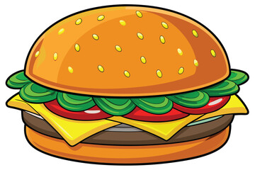 vector illustration of a classic cheeseburger.