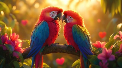 Obraz premium Loving macaws, tropical paradise