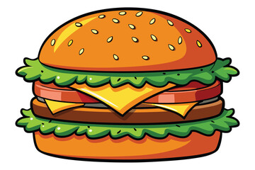vector illustration of a classic cheeseburger.