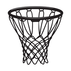 Hand drawn Vector Black silhouettes Basketball basket with net, Basketball Goal, basketball hoop on white background