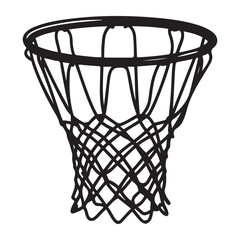 Hand drawn Vector Black silhouettes Basketball basket with net, Basketball Goal, basketball hoop on white background © firoz