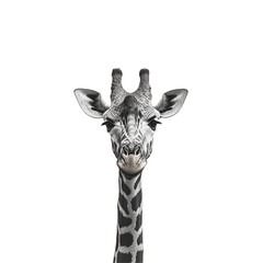 Obraz premium Giraffe with striking patterns and calm expression captured against a neutral background in a serene setting