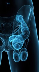 Male reproductive system anatomical x-ray illustration