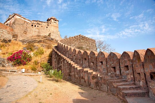 Outer view of the Kumbha Mahal, fort complex, Kumbhalgarh, Rajsamand District, Rajasthan