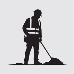 construction worker silhouette vector. 