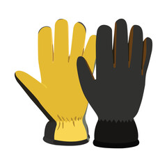 A pair of black and yellow rubber safety gloves for industrial or cleaning protection use