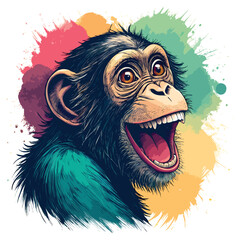 A monkey face print pop art vector style.
