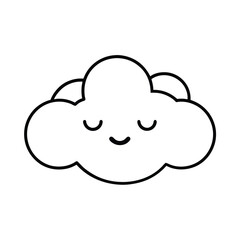 cartoon cloud icon with sleeping face white background