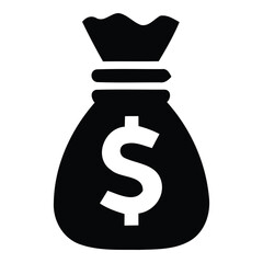 Money Bag Icon Black and White Simple Design
