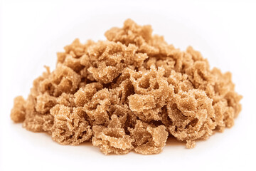 Fototapeta premium Pile of Organic Brown Sugar on White Background, Perfect for Baking and Culinary Photography