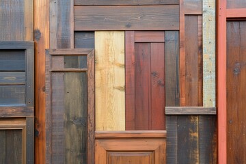 A Rustic Symphony of Reclaimed Wooden Doors, Textured and Varied in Tone