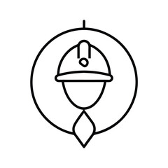 electrician icon with wire and safety helmet with white background