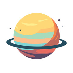 Fototapeta premium Colorful planet with rings in a digital art style 