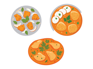 vector illustration of an indian food Chicken Tikka Masala