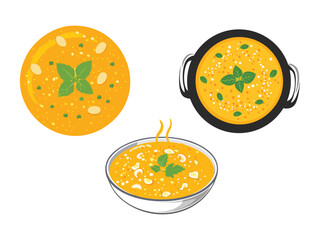 vector illustration of an indian food Dal Tadka (Yellow Lentil Curry)