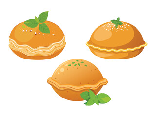 vector illustration of an indian food Kachori (Spiced Lentil-Filled Pastry)